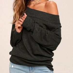 FREE PEOPLE We The Free Charcoal Dolman Sweater